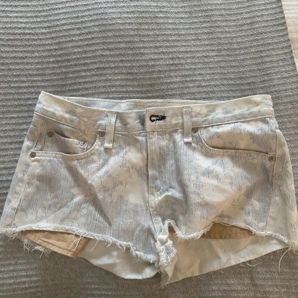 Rag and Bone Blue and White Denim Shorts